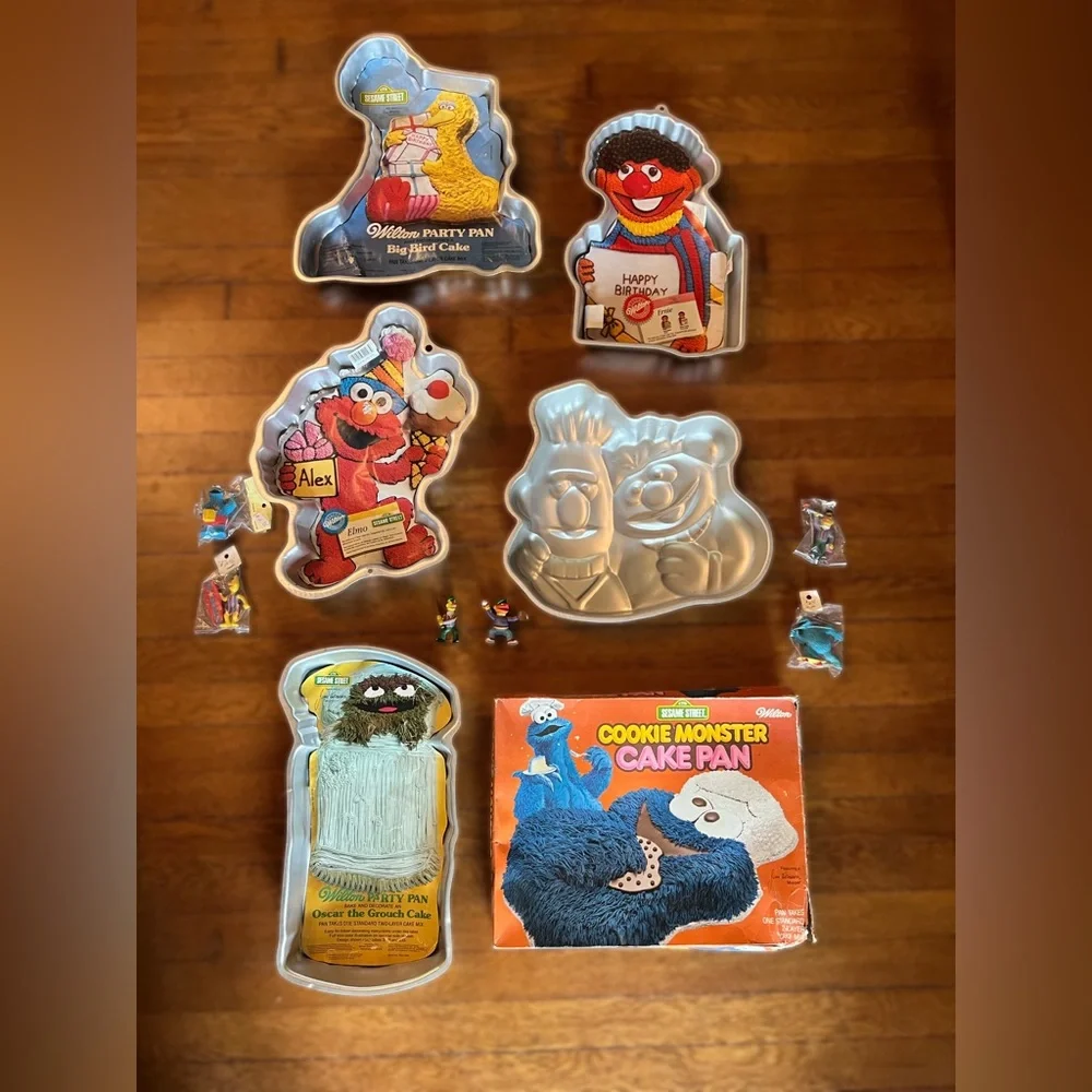 Vintage Wilton Sesame Street Character Cake Pans and Cake Toppers